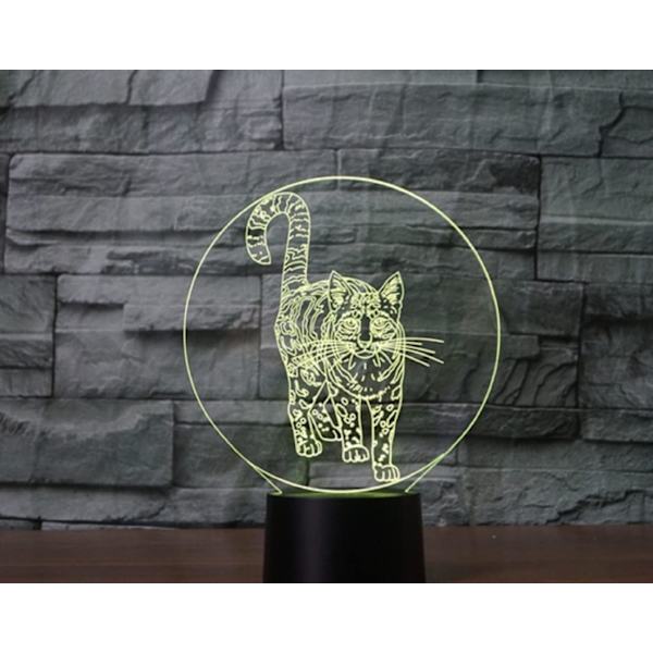 3D Kitty Fjernkontroll 16 Farger Nattelysbilder Illusions Akryl LED Bord Nattbord Lampe Barn Soverom Skrivebord Dekor Bursdagsgaver Leke for Barn