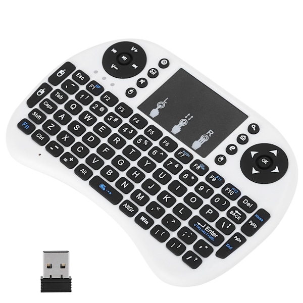 Mini trådlöst tangentbord Flymouse 2.4G Multimedia Touchpad Touching Keyboard Vit