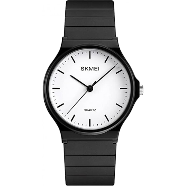 Enkel design analog klokke med resinrem for herre/dame studentklokke, enkel og sofistikert.