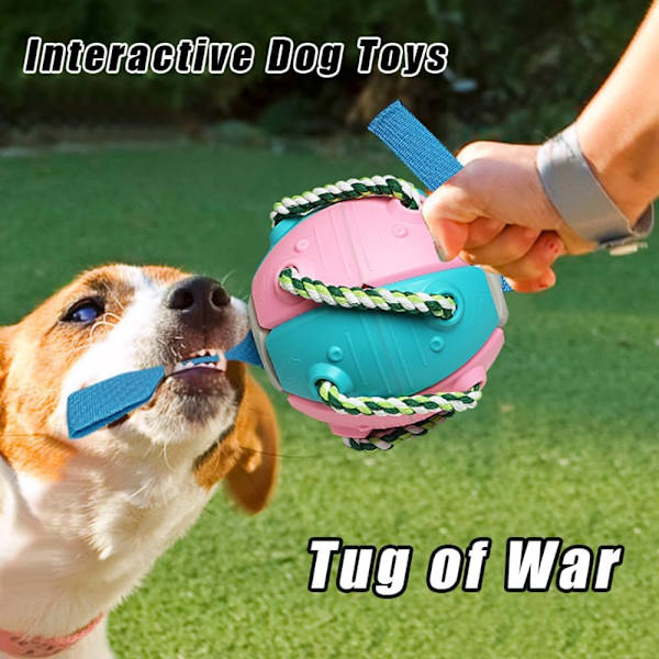 Hundboll med tugglinor, flygande tefat boll hundleksak interaktiv hundleksak för dragkamp, bästa gåvor för små & medelstora hundar, gul