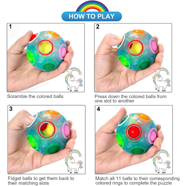Magisk Regnbue Puslespillkule, Fidget Ball Puslespill Hjernepuslespill Fidget Leke for Gutter & Jenter - Bursdagsfest for Tenåringer & Voksne Orange