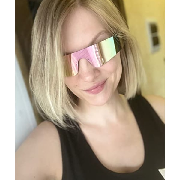 Trendy Futuristisk Wrap Around Solbriller Kvinder Mænd,Cyberpunk Visir Solbriller Nuancer Modebriller