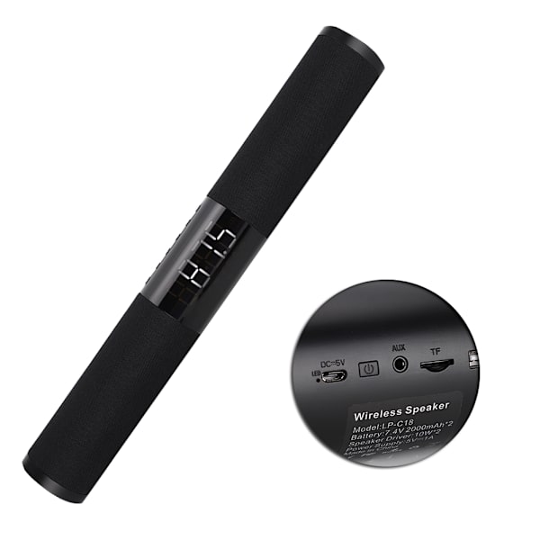 LP-C18 Bluetooth-högtalar väckarklocka Mega Bass Surround Sound Dual Horn Dual Diaphragm