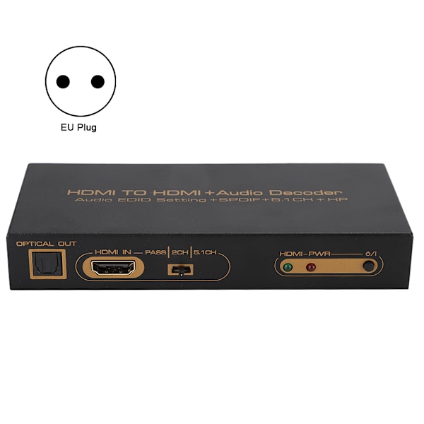 HDMI til HDMi Digital Audio Dekoding Dekoder Boks Konverter Adapter Svart
