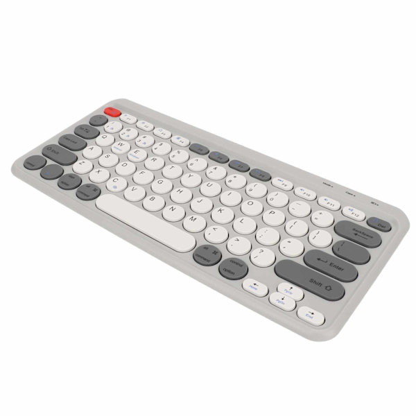 Kompakt rund tastatur mini tastatur trådløs Bluetooth 2.4G dobbel modus bærbar slank tastatur for Windows for Android for IOS hvit