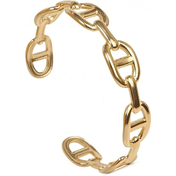 Forgylt Åpen Mansjett Armbånd for Kvinner Justerbar Tykk Gull Armbånd Personlig Bredt Håndledd Mansjett Armbånd Smykker Gave til Kvinner