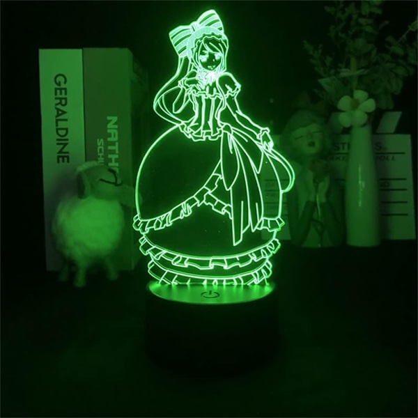 3D Illusion Nattlampa Akryl Overlord Shalltear Bloodfallen Anime LED-lampa RGB 16 Färgförändringar Barnrumsdekoration Manga-gåvor för barn