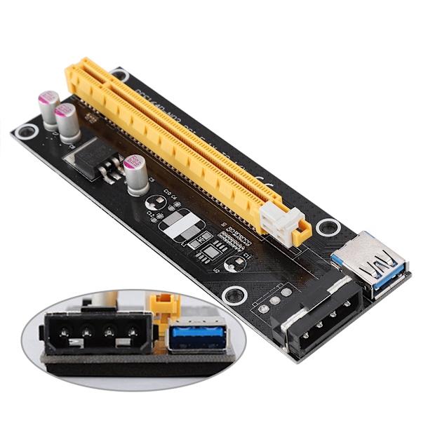 60cm PCI-E 1X til 16X  Extender Riser Card Adapter PCI-E USB3.0 Adapter for Bitcoin Mining