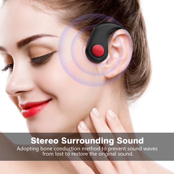 Støjreducerende Bone Conduction Bluetooth-hovedtelefoner NFC Bone Conduction-hovedtelefoner - Rød