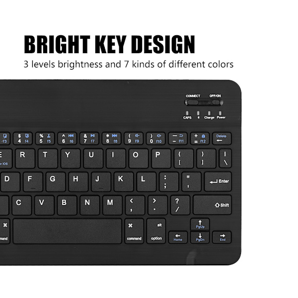 Trådløst Bluetooth-tastatur stativ læder etui cover 7 farver lysstyrke til Ipad/IPadAir sort