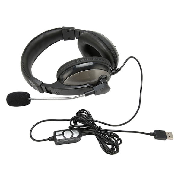 USB Gaming Headset med ledning, justerbar lydstyrke, gaming headset med mikrofon til pc, bærbar computer, til PS4