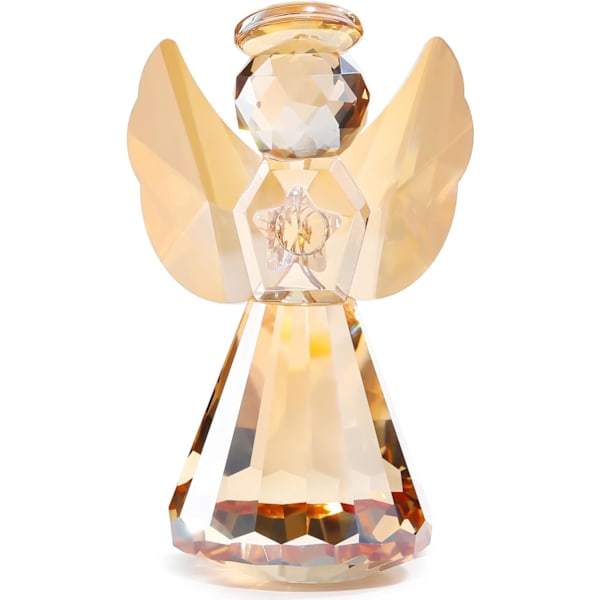 Champagne Crystal Glas Guardian Angel Figurine, Handgjord Ängelstatyett Present till Kvinnor, Konst Samlarföremål Dekoration