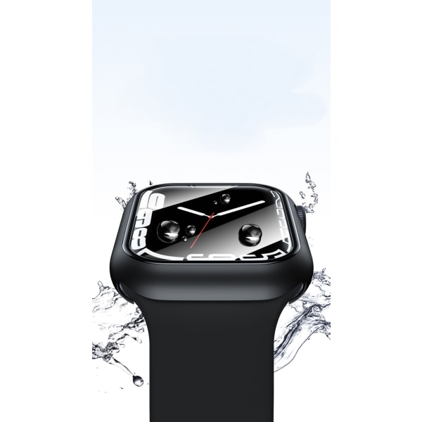 2 st vattentäta fodral kompatibla med Apple Watch 45mm Series 7 med härdat glasskyddsskydd Hard PC Bumper Case