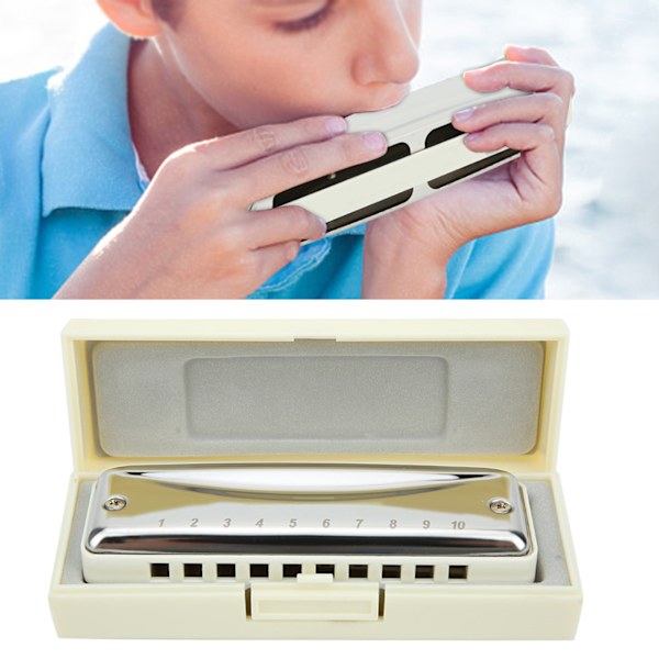 10-håls munspel Blues Db Key Harp Bärbar Musikinstrument Nybörjarövning White