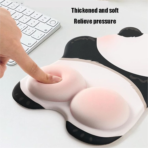 Ergonomisk musematte med håndleddsstøtte, Søt Panda musematte med håndleddsstøtte, Smertelindrende musematte, Musematte for datamaskin, bærbar PC, O pink