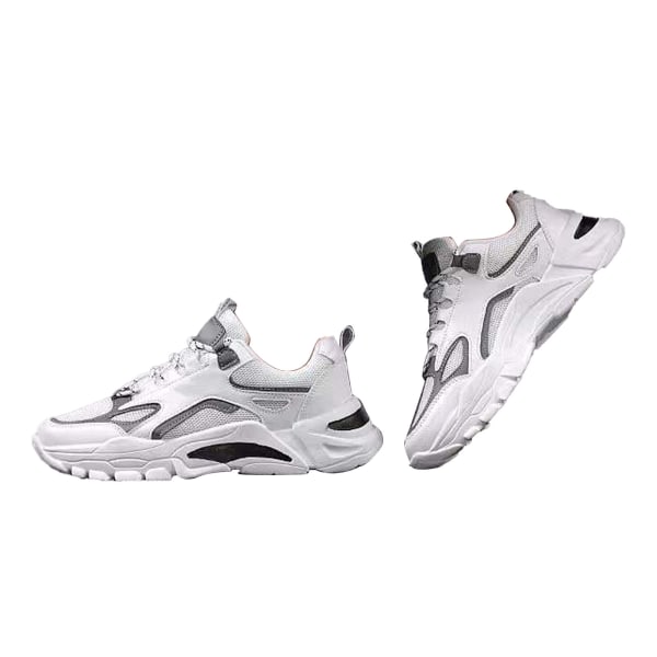 Herr Sneakers Låga Löparskor Vår Fashionabla Koreanska Trendiga Kontrastfärg Sneakers White Grey 42