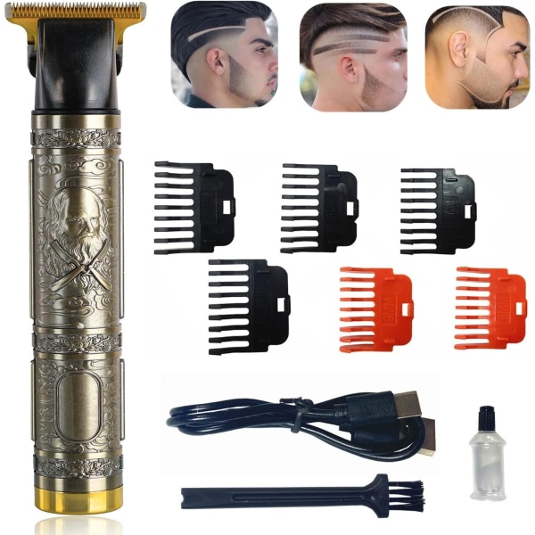 Hiusleikkuri Miesten hiusleikkurit, ladattava partaleikkuri, johdoton Zero Gapped -leikkuri, sähköinen T-teräinen hiustenleikkaus Gold