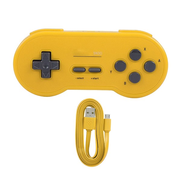 Trådlös Bluetooth Gamepad Game Controller Handtag med Joystick för 8Bitdo SN30 (Gul)