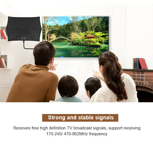 HDTV-antenni, 60 mailin kantama, digitaalinen sisäantenni irrotettavalla signaalivahvistimella