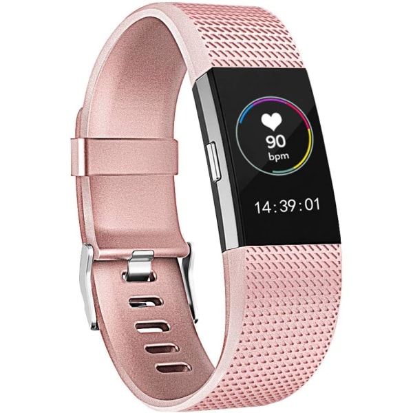 Älykäs kello, rannekorun hihnan vaihtohihna yhteensopiva Fitbit charge 2:n kanssa, klassiset ja erityiset säädettävät urheilurannekkeet（Rose Gold-L）