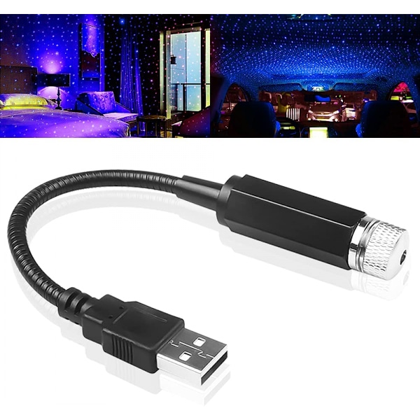 USB-nattlys projektor, biltakstjernlys 2-i-1 projeksjon endres automatisk, musikk endres synkront nattlys, taklys (blå-lilla