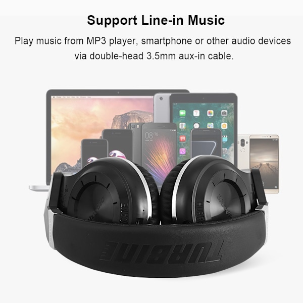 3D-lyd effekt Foldable justerbar Over Ear Bluetooth 4.1 støyreduksjonshodetelefoner Svart