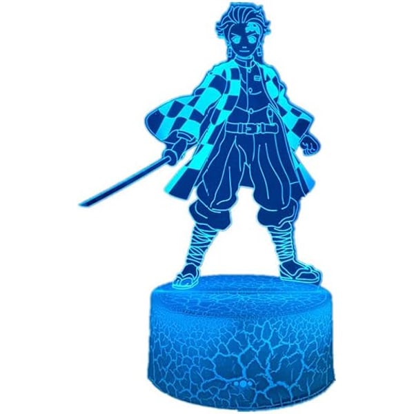 Anime Lampe Kamado Tanjirou LED Nattelys 16 Farger RGB Fjernkontroll 3D Illusionslampe Bursdag Jul Perfekte Gaver til Gutter Jenter Barn Romdekor