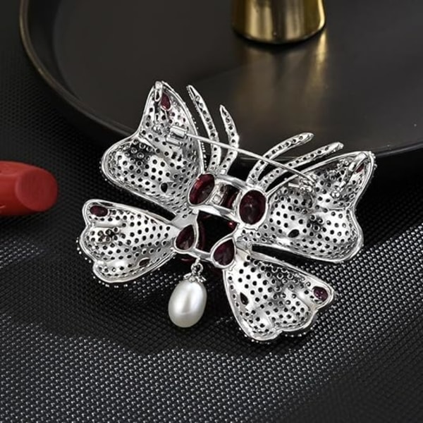 Dyre Brosche til Kvinder Østrigsk Krystal Dyre Brosche Pin Rhinestone Dyre Brosche Reversnål Bryllupssmykker Mors Dag Fødselsdagsgaver til Mor Kone Ruby Crystal Butterfly 1