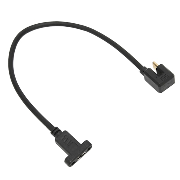 USB-kaapeli 0,3 m USB 3.1 Type-C uros naaras 10 Gbps U-tyyppinen kyynärpää paneelikiinnitysruuvin reiällä autodatakaapeli