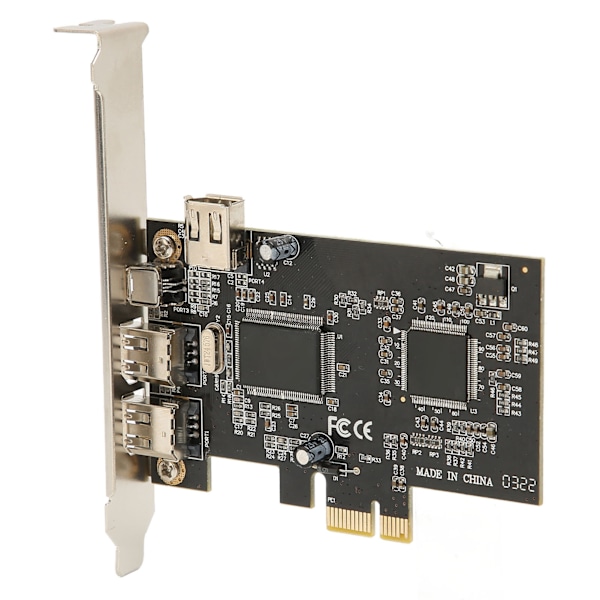 PCIE X1 til IEEE 1394A Riser-kortadapter Fuldt Duplex-kanal 3 eksterne 1394A-porte Firewire Riser-kort til DV-videokameraer