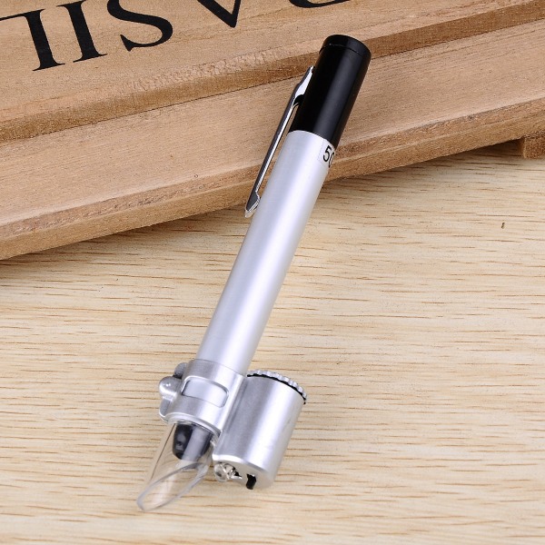 50X Mini LED Lup Forstørrelsesglas Lomme Mikroskop Pen Juvelerer Loupe Forstørrelsesglas Justerbart Mikroskop