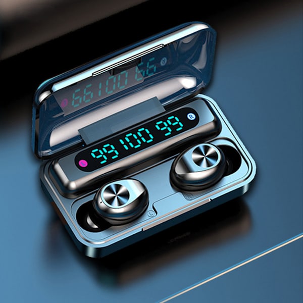 F9-5 Sort ABS Touch-styring Trådløs Hovedtelefon LED Digitalt Display Åndedrætslys Hjemmekontor Øretelefon