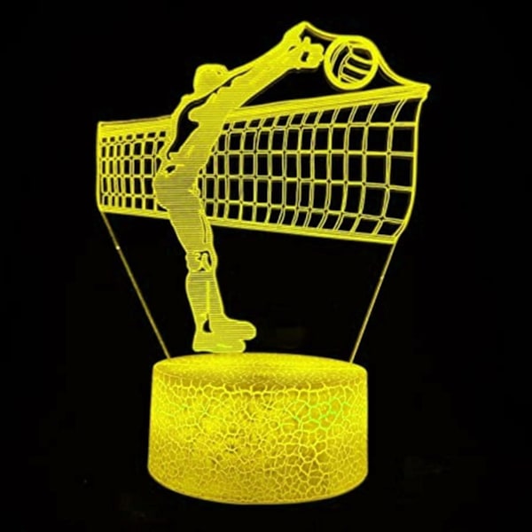 3D Volleyballspiller Natlampe LED Lampe Illusion 7 Farveskiftende Berøringskontakt Bordskrive Dekorationslamper Fødselsdagsgave Akrylbase USB