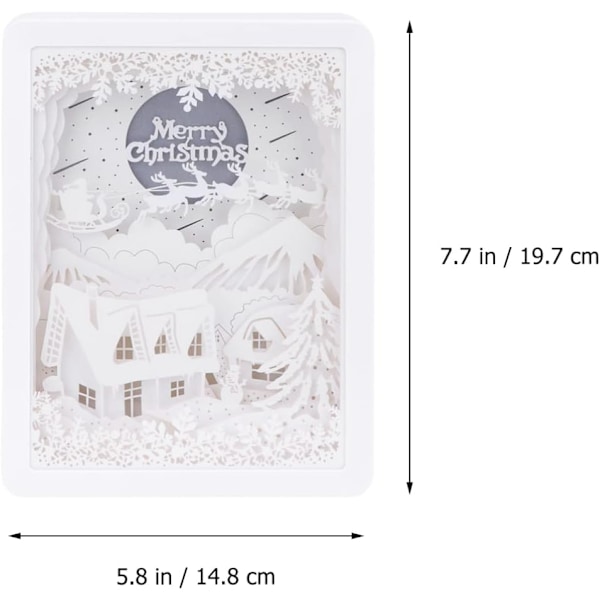 Papercut Valolamppu Joulumetsän Peura Varjovalo USB Latautuva 3D Paperileikkaus Yövalo Pöytä Papercut Lamput (Lumitalo)