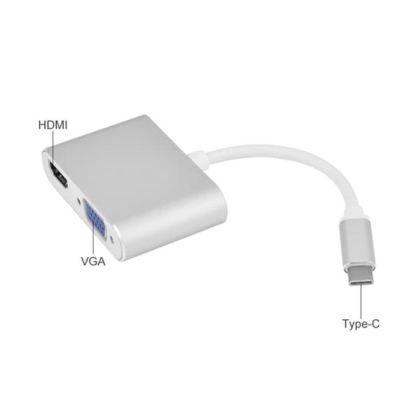 Type-C til HDMI VGA-adapter 4K 1080P-konverter dobbelt skærm til MacBook Type-C bærbar computer