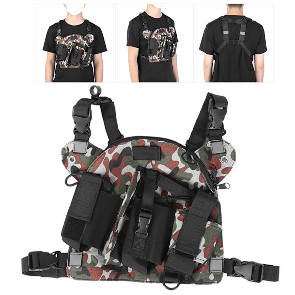 Walkie Talkie Bryst Front Pack Pung Taktik Udendørs Vest Rig Bære Taske Opbevaringspose Jungle Camouflage