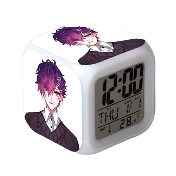 Wekity Anime  Alarmklocka One Piece LED Kvadratisk Klocka Digital Väckarklocka med Tid, Temperatur, Alarm, Datum