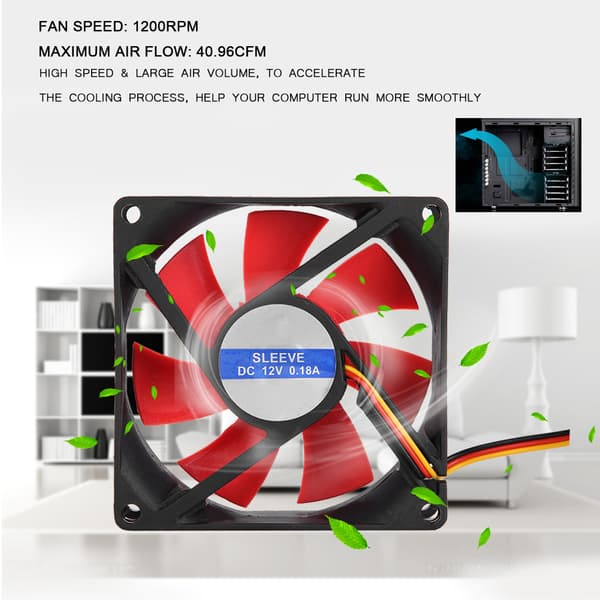 8cm 12V CPU-køleventilator CPU-ventilatorer Varmeafleder Lydløs Mute-køler til computer PC bærbar 2stk