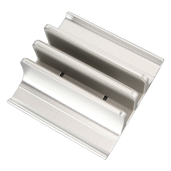 Vertikal Laptop Stativ 2 Spår Anodiserad Aluminiumlegering Justerbar Platsbesparande Laptop Hållare för 0,63 till 2,36 tum Tjock PC Silver Färg