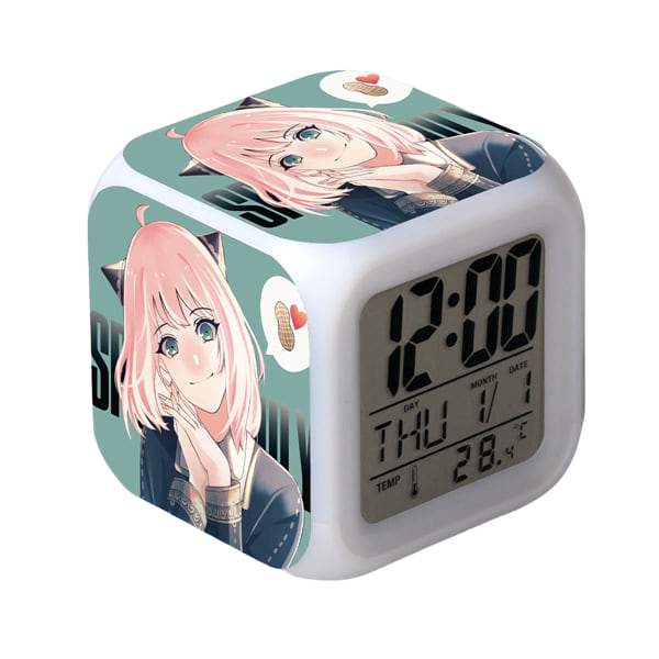 Wekity Anime  Alarmklocka One Piece LED Kvadratisk Klocka Digital Väckarklocka med Tid, Temperatur, Alarm, Datum