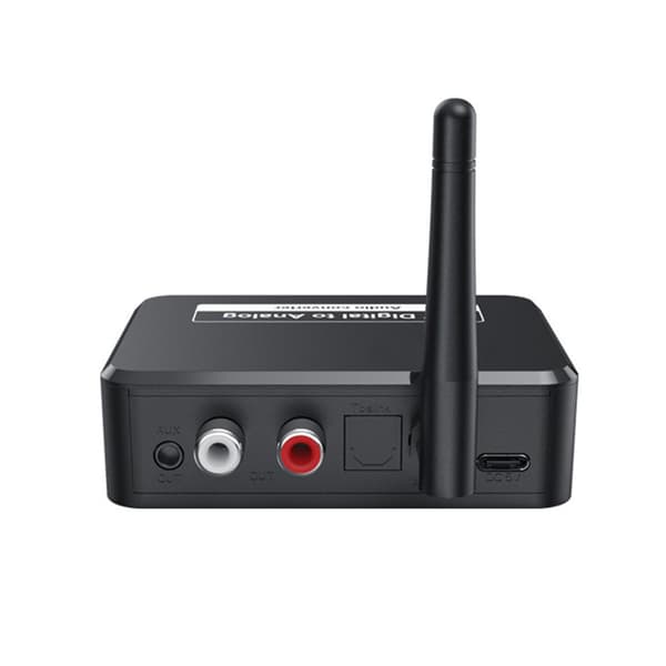 Bluetooth 5.1-mottaker Multifunksjon RCA 3,5 mm Jack Støtter U Disk-avspilling Digital til Analog Lydkonverter