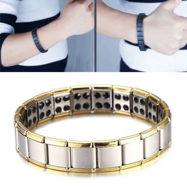 Magnetisk terapi armband Fashionable Double Row Alloy Magnetisk hälsoarmband för att minska spänningar Silver Guld