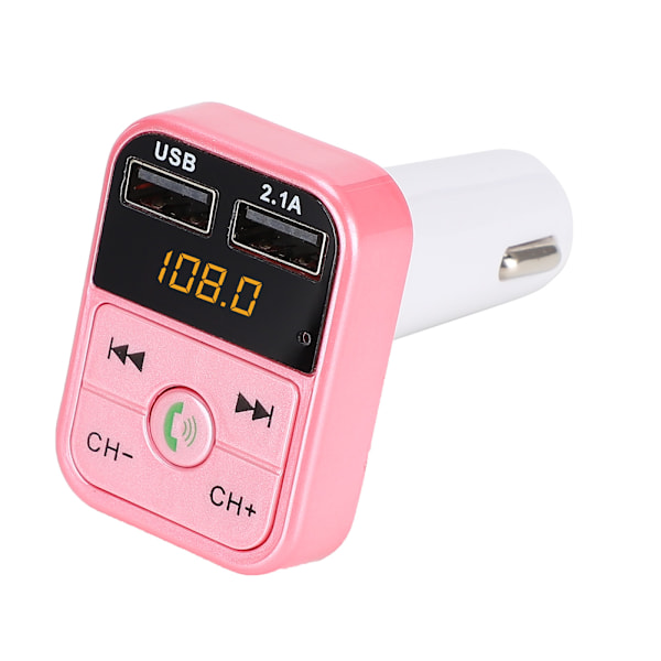 B2 MP3 Bil Bluetooth Handsfree Bilspiller FM Sender USB Lading (Rosa)