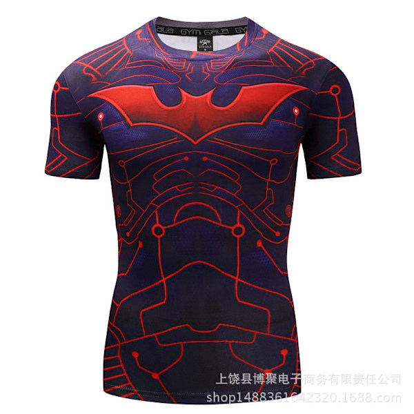 Digitaltryck Superman Kortärmad Captain America Sporttights Snabbtorkande Fitness Stretch T-shirt D014 5XL