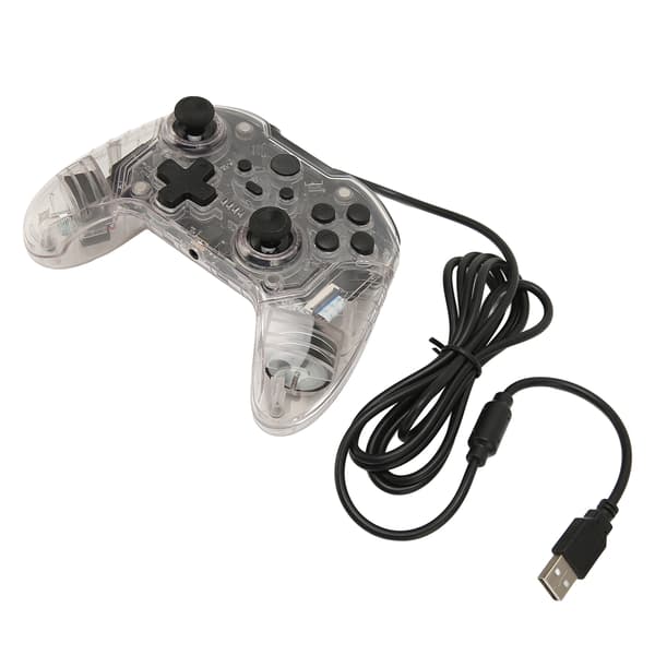 Kablet Game Controller Dual Vibration RGB Transparent Shell Gamepad Joystick til Xbox PC Hvid