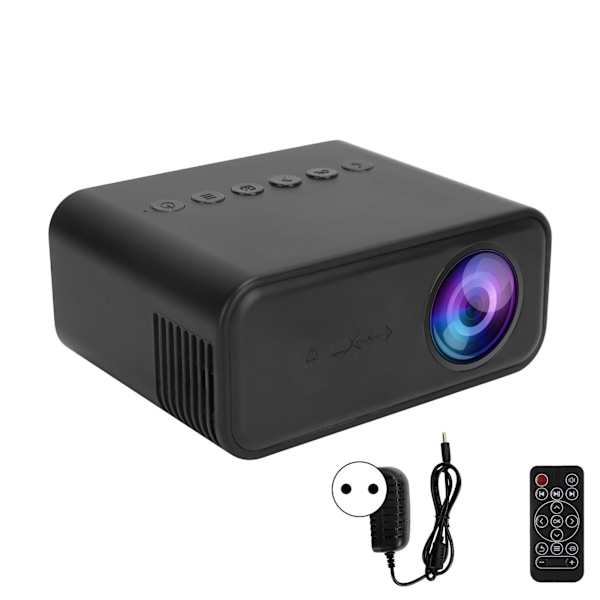 YT500 Mini projektor bærbar filmprjektor med lyd og video/USB/hukommelseskort-grænseflader 100‑240V sort EU-stik