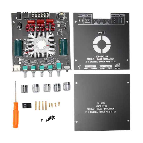 Bluetooth-förstärkarkort 2.1-kanals subwoofer HiFi trådlös ljudförstärkarmodul med diskant- och baskontroll 15V-36V