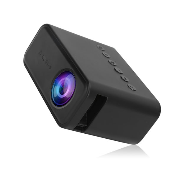 YT500 Mini projektor bærbar filmprjektor med lyd og video/USB/hukommelseskort-grænseflader 100‑240V sort EU-stik