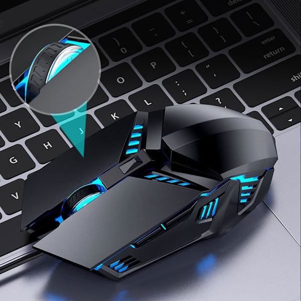 Ledningsforbundet Gaming Mus Makroer Computermus Mekanisk 5 Farver Åndedrætslys med Lydløs 6 Taster USB Flettet Kabel 4 Hastighed DPI Ergonomi med PC/Bærbar