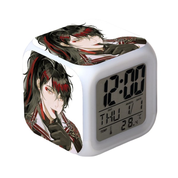 Wekity Anime Alarmklocka One Piece LED Kvadratklocka Digital Väckarklocka med Tid, Temperatur, Alarm, Datum
